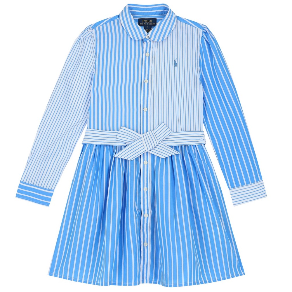 Polo Ralph Lauren Blue & White Striped Shirt Dress 14 EUC - Picture 2 of 16